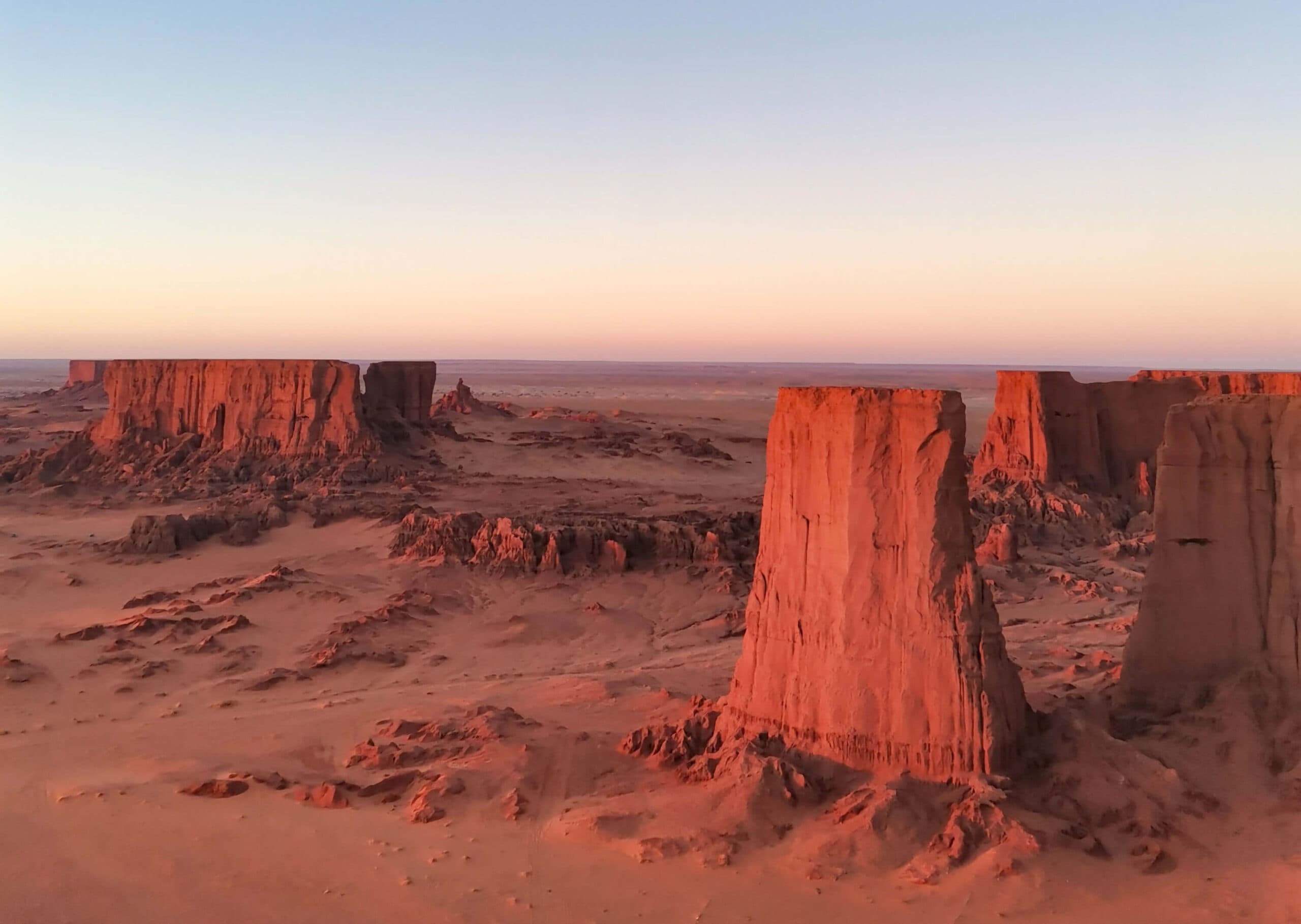 Desert cliffs in Algeria at sunset